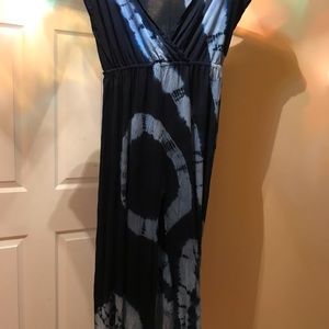 Soft blue slit front summer dress